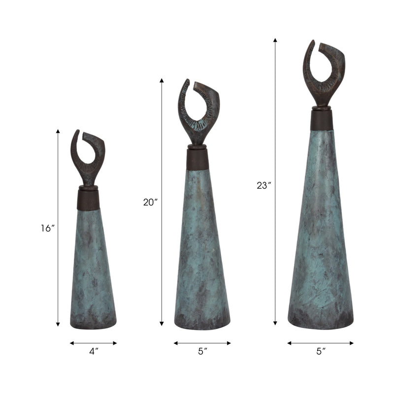 S/3 16/20/23" Bente Patina Bottles - Al Rugaib Furniture