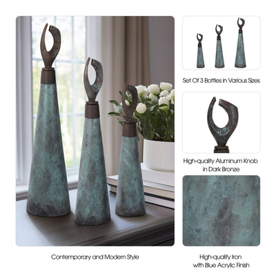 S/3 16/20/23" Bente Patina Bottles - Al Rugaib Furniture