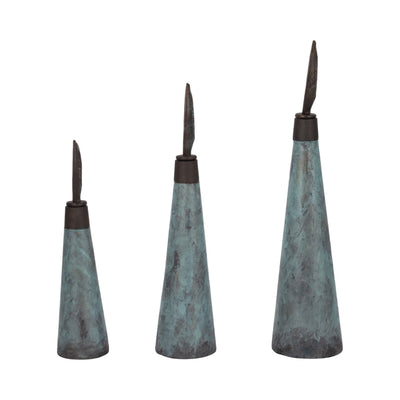 S/3 16/20/23" Bente Patina Bottles - Al Rugaib Furniture