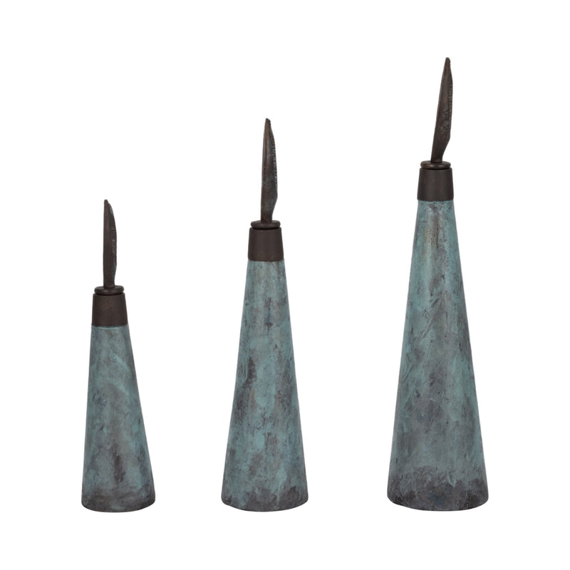 S/3 16/20/23" Bente Patina Bottles - Al Rugaib Furniture