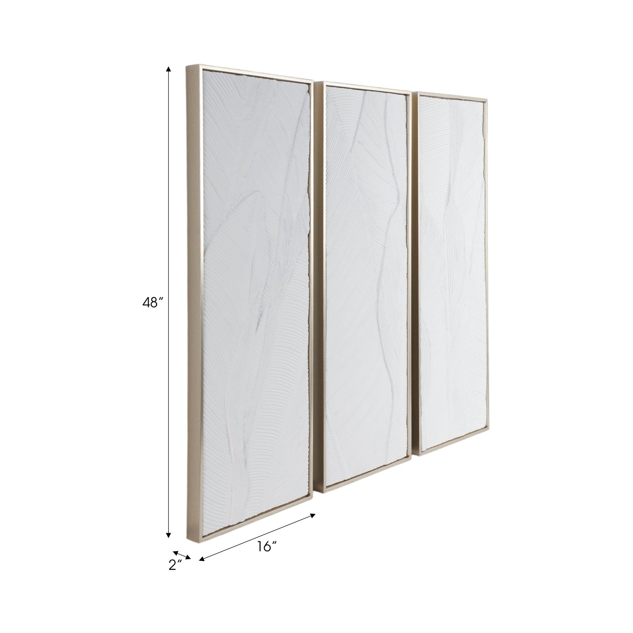S/3 16X48 BRADENTON WHITE LEAVES WALL DECOR Wall Art| Sagebrook Home