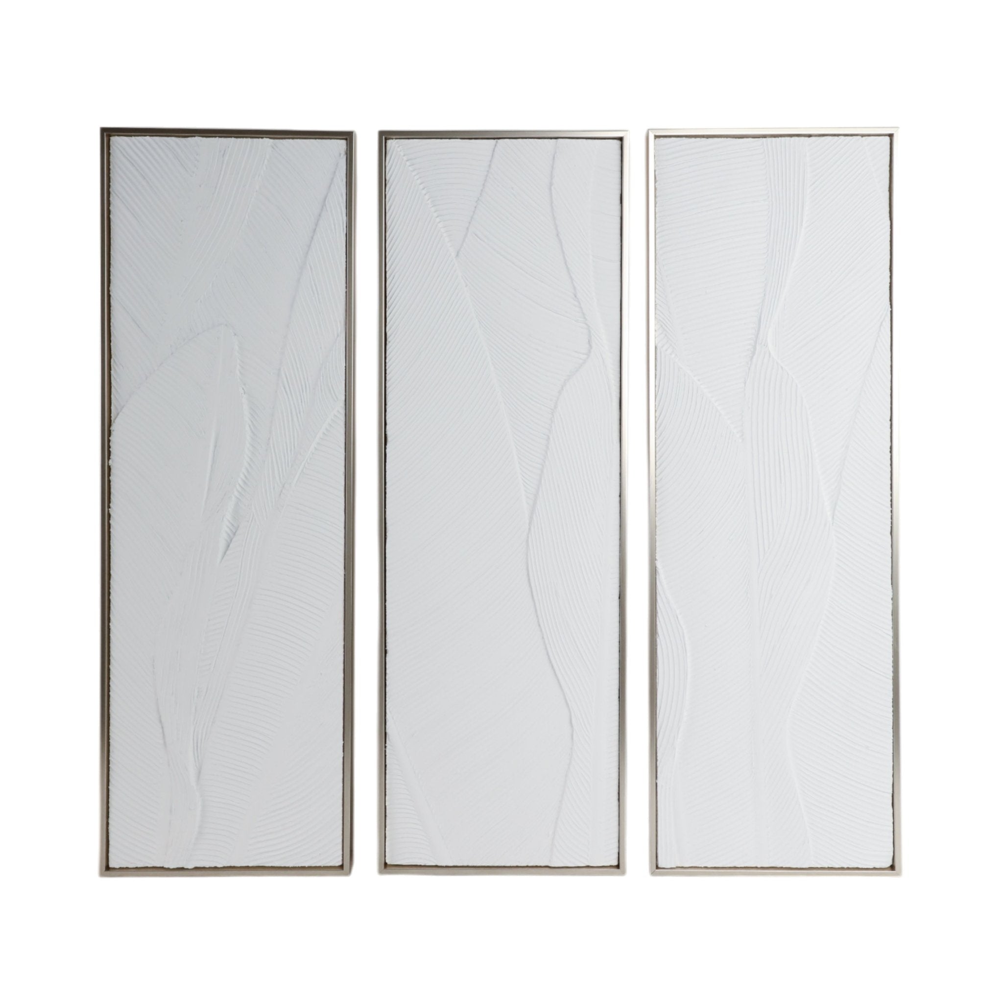 S/3 16X48 BRADENTON WHITE LEAVES WALL DECOR Wall Art| Sagebrook Home