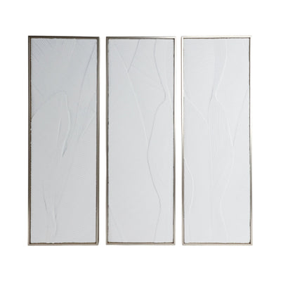 S/3 16X48 BRADENTON WHITE LEAVES WALL DECOR - Al Rugaib Furniture