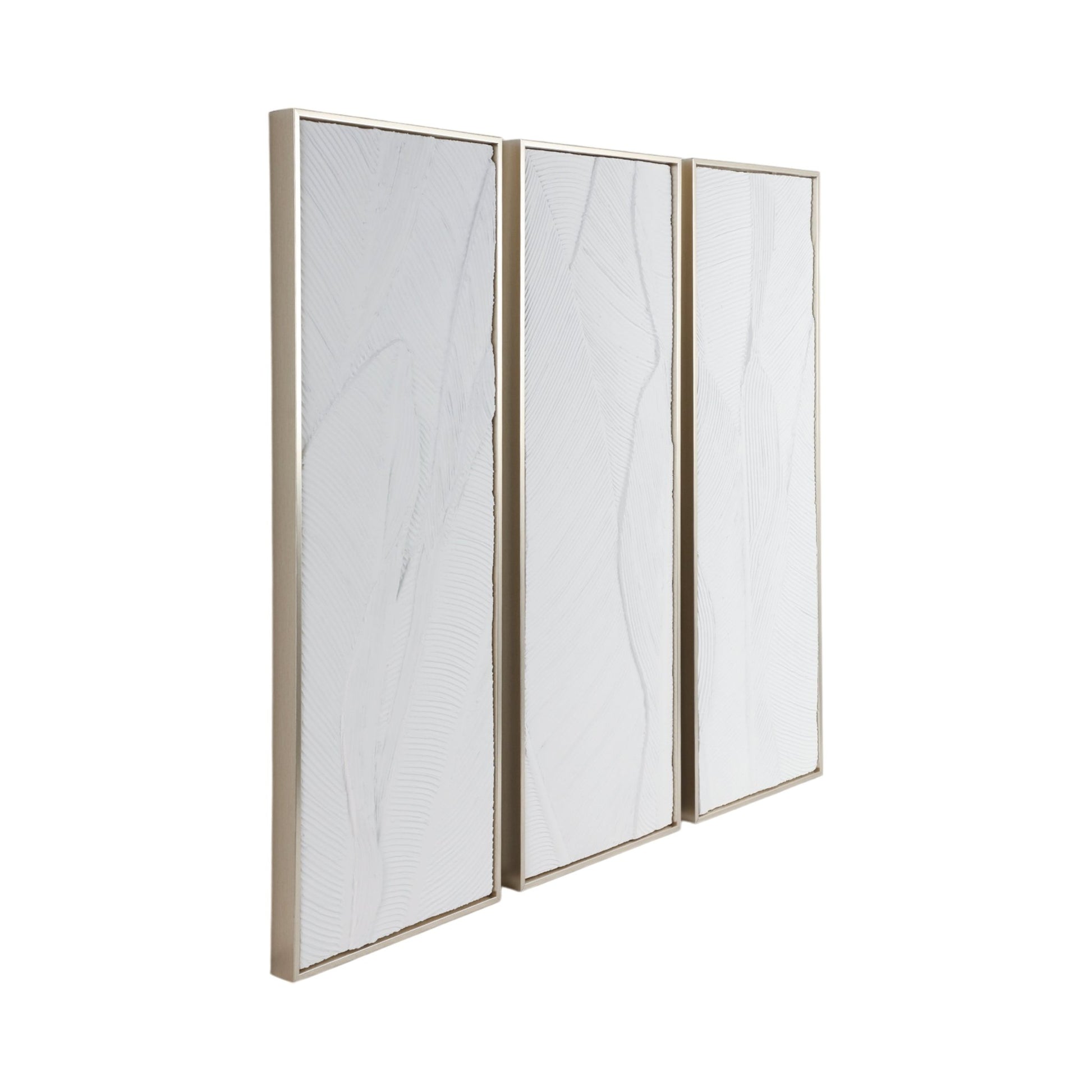 S/3 16X48 BRADENTON WHITE LEAVES WALL DECOR Wall Art| Sagebrook Home