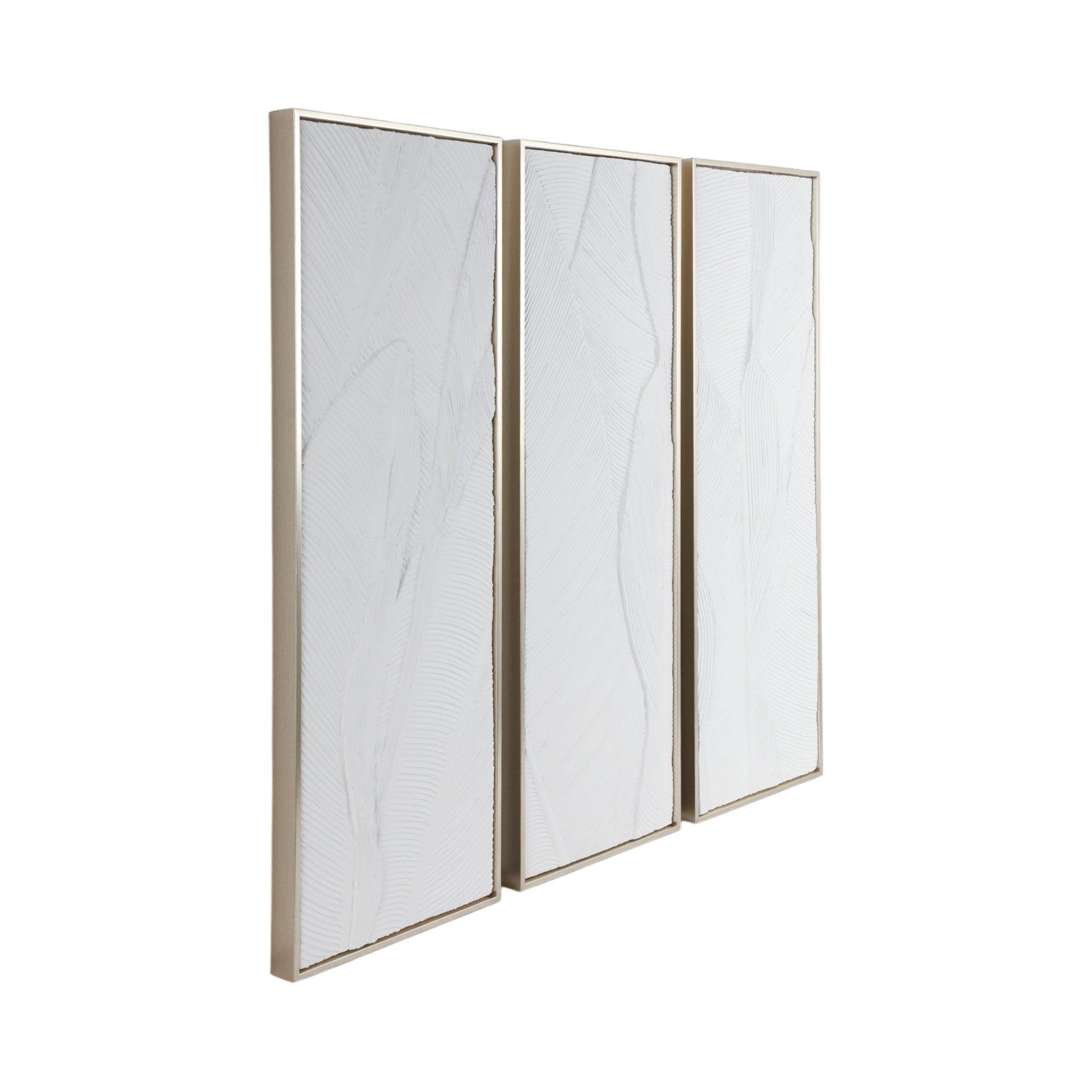 S/3 16X48 BRADENTON WHITE LEAVES WALL DECOR Wall Art| Sagebrook Home
