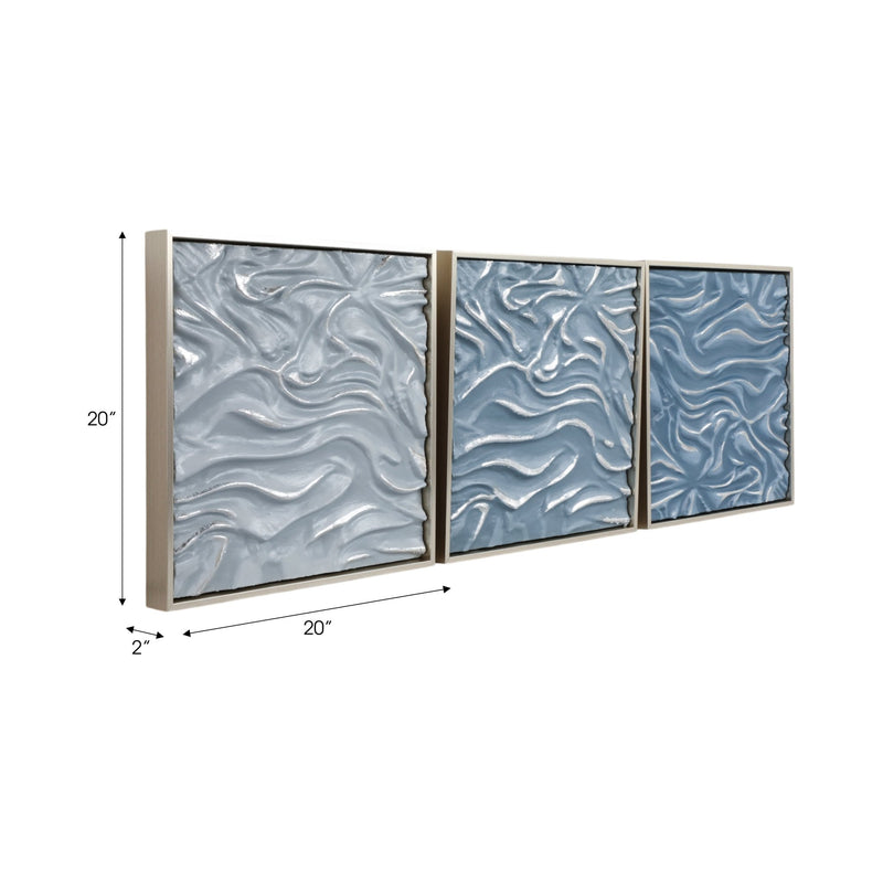 S/3 20" Augustine Blue Dimensional Wall Decor - Al Rugaib Furniture