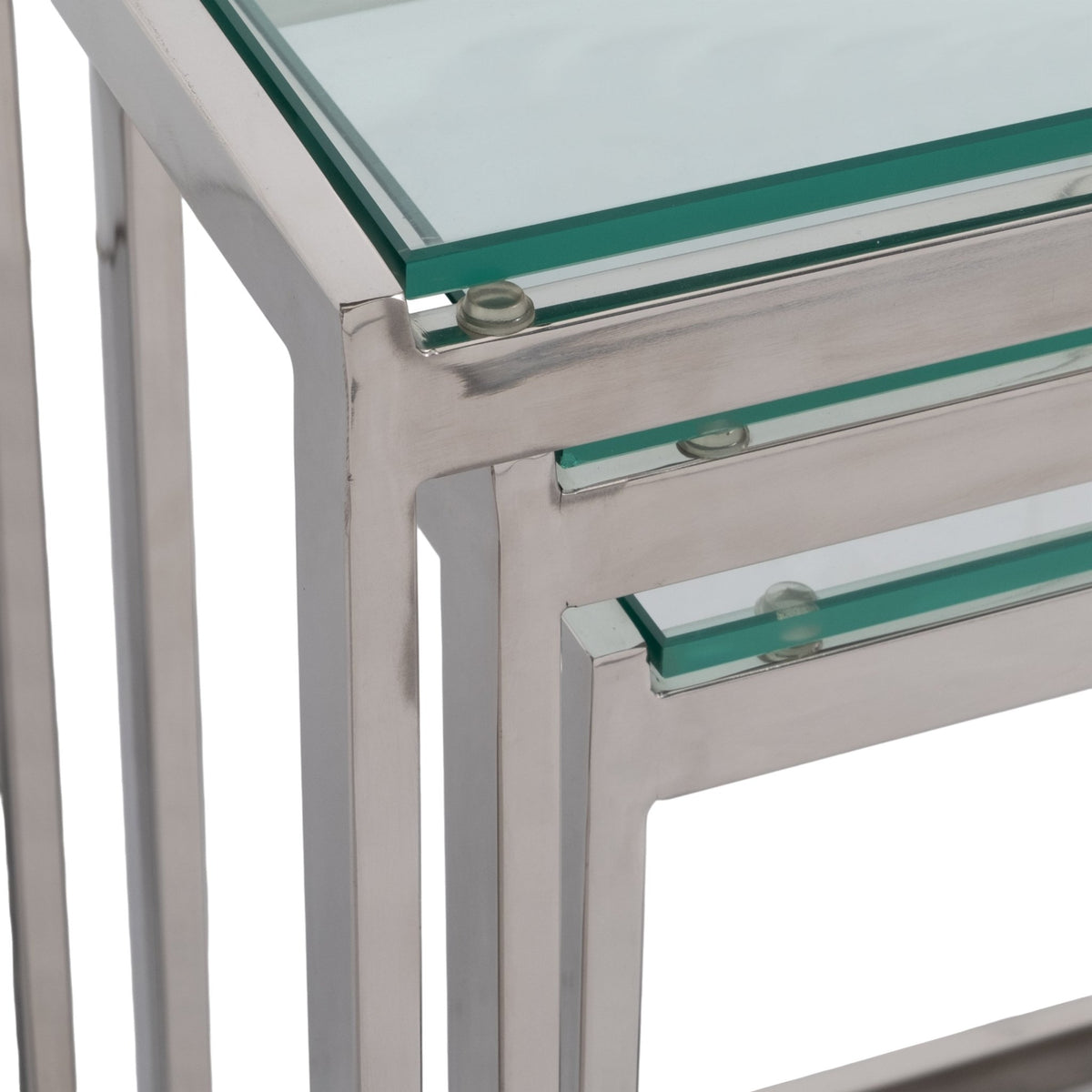 S/3 20/22/24" MAXWELL STAINLESS STEEL NESTING TABL Accent & End Tables| Sagebrook Home