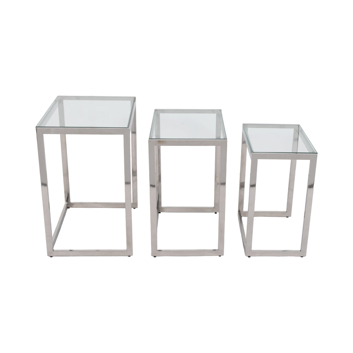 S/3 20/22/24" MAXWELL STAINLESS STEEL NESTING TABL Accent & End Tables| Sagebrook Home