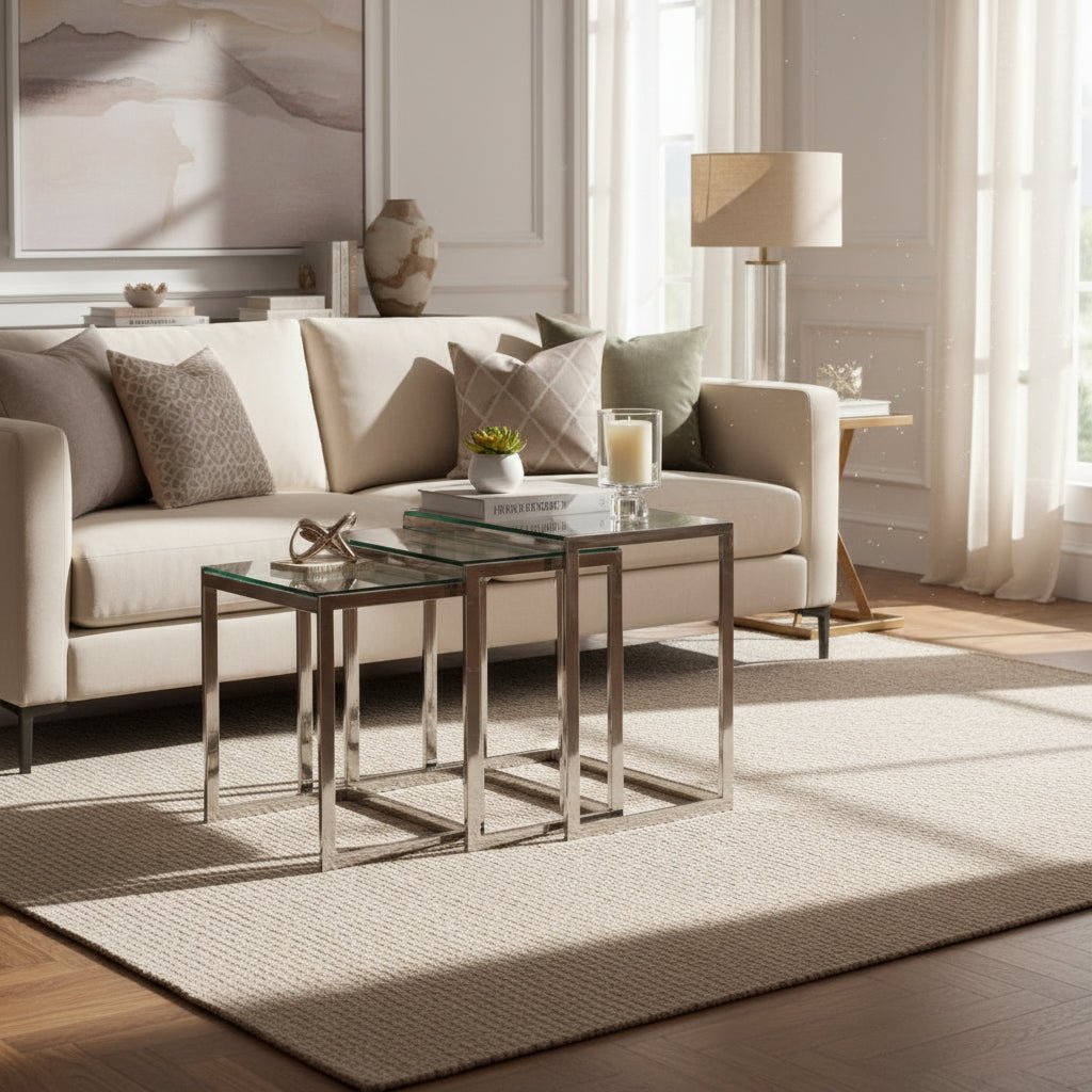S/3 20/22/24" MAXWELL STAINLESS STEEL NESTING TABL Accent & End Tables| Sagebrook Home