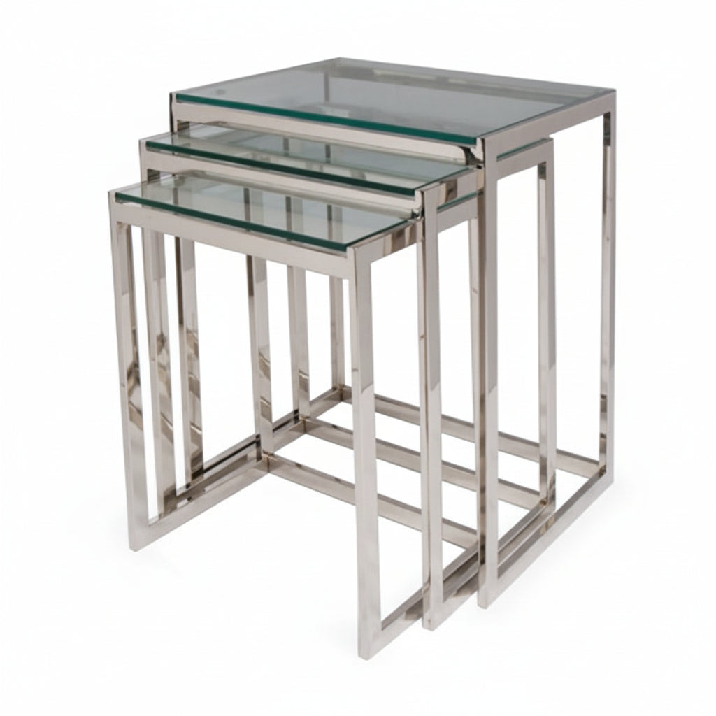 S/3 20/22/24" MAXWELL STAINLESS STEEL NESTING TABL Accent & End Tables| Sagebrook Home