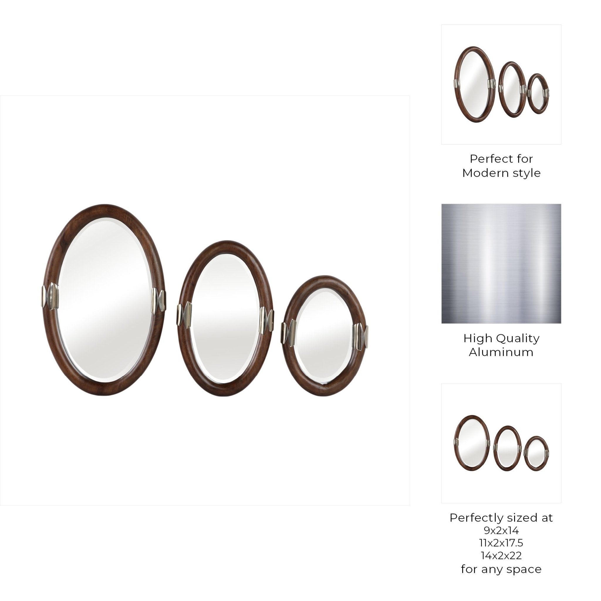 S/3 22/18/14" Sheffield Wall Mirror With Wood Fram Wall Art| Sagebrook Home