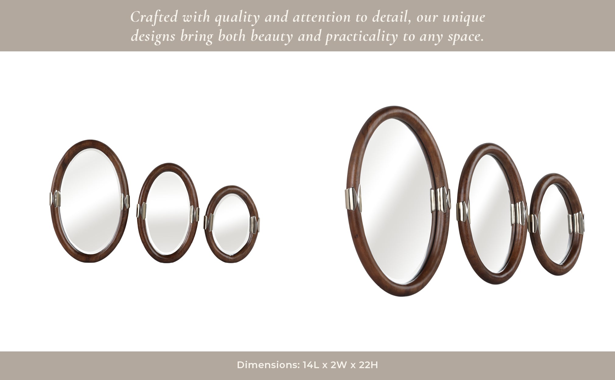 S/3 22/18/14" Sheffield Wall Mirror With Wood Fram Wall Art| Sagebrook Home