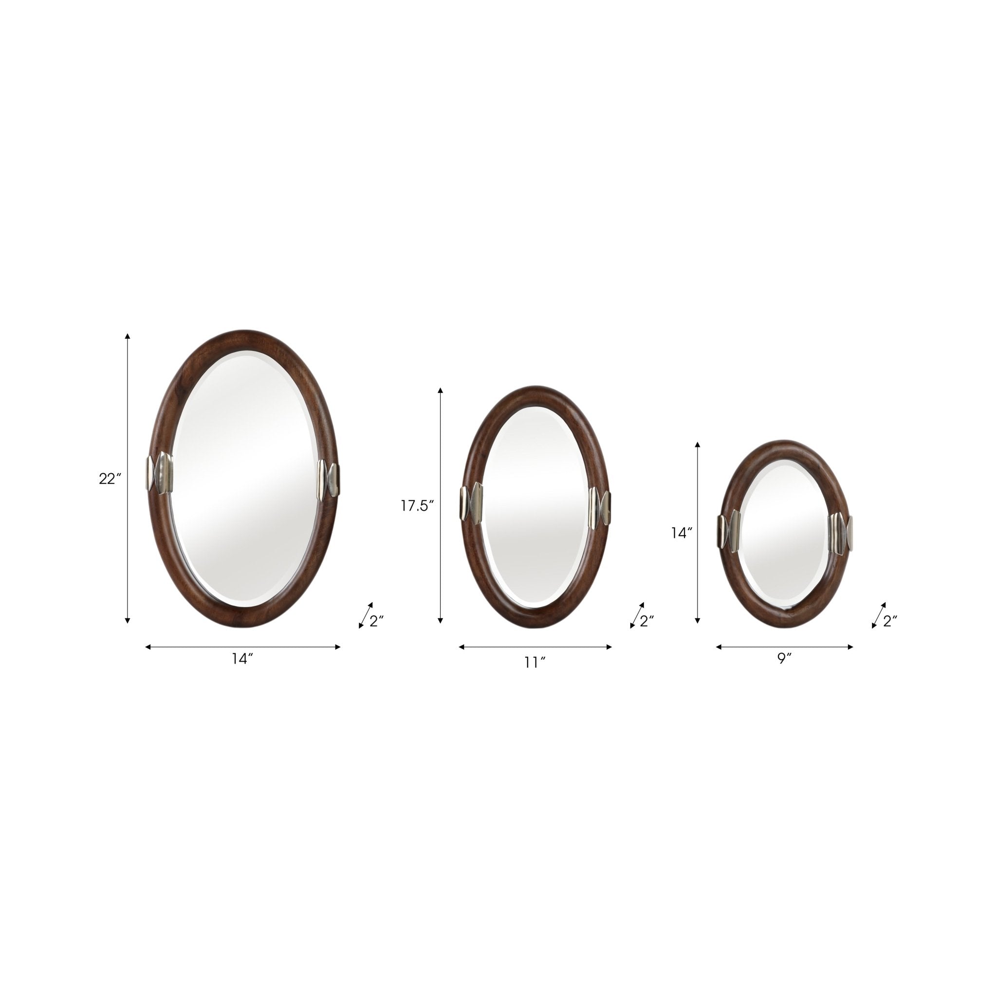 S/3 22/18/14" Sheffield Wall Mirror With Wood Fram Wall Art| Sagebrook Home