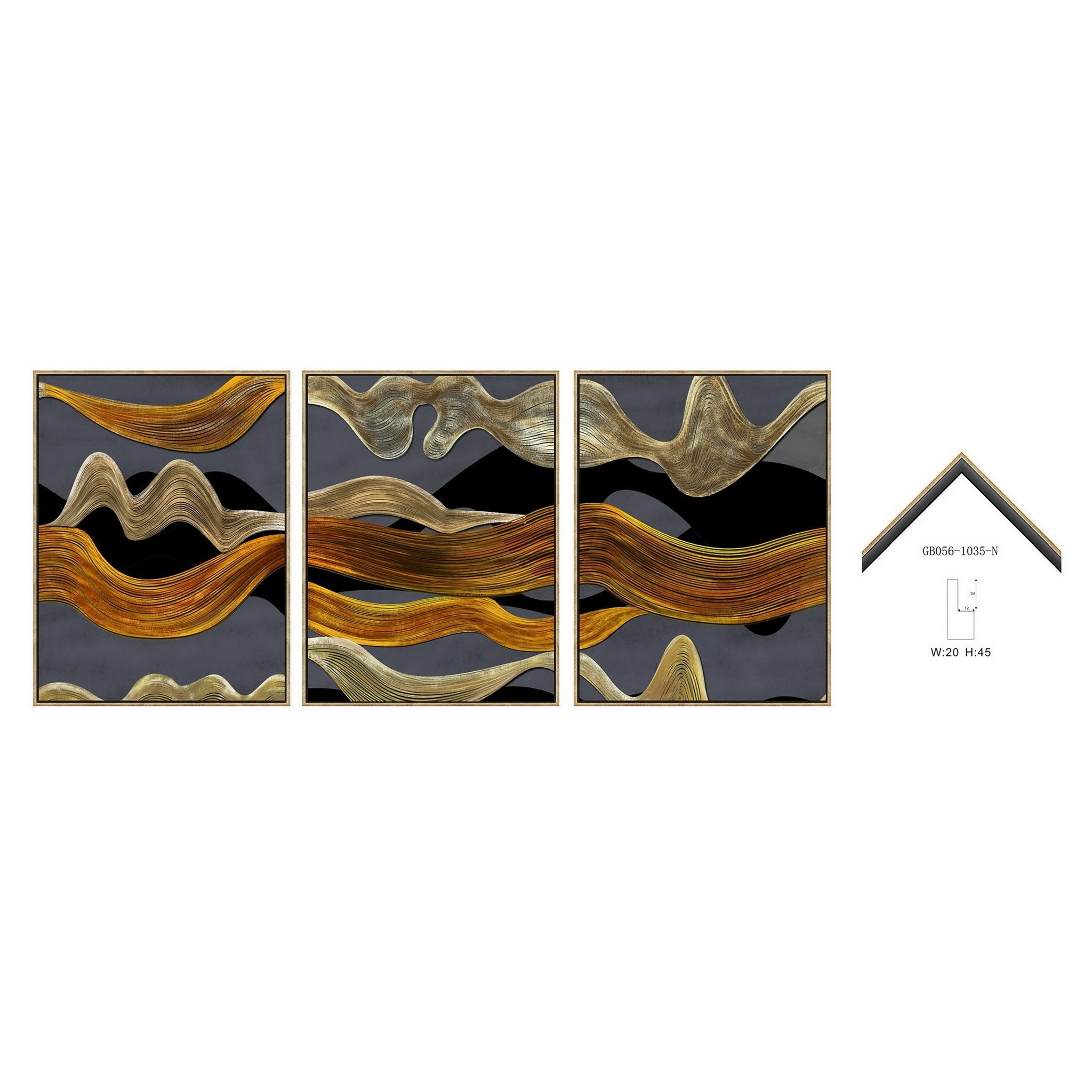 S/3 25X32 ABSTRACT ON CANVAS, BROWN/GRAY Wall Art| Sagebrook Home