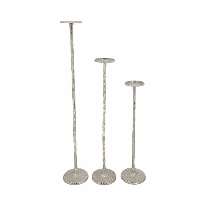 S/3 26/32/40" Crestin Silver Tall Candleholders Kd - Al Rugaib Furniture