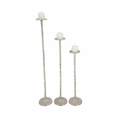 S/3 26/32/40" Crestin Silver Tall Candleholders Kd - Al Rugaib Furniture