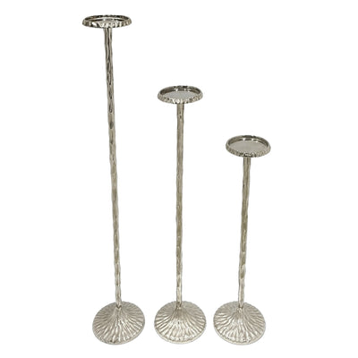 S/3 26/32/40" Crestin Silver Tall Candleholders Kd - Al Rugaib Furniture