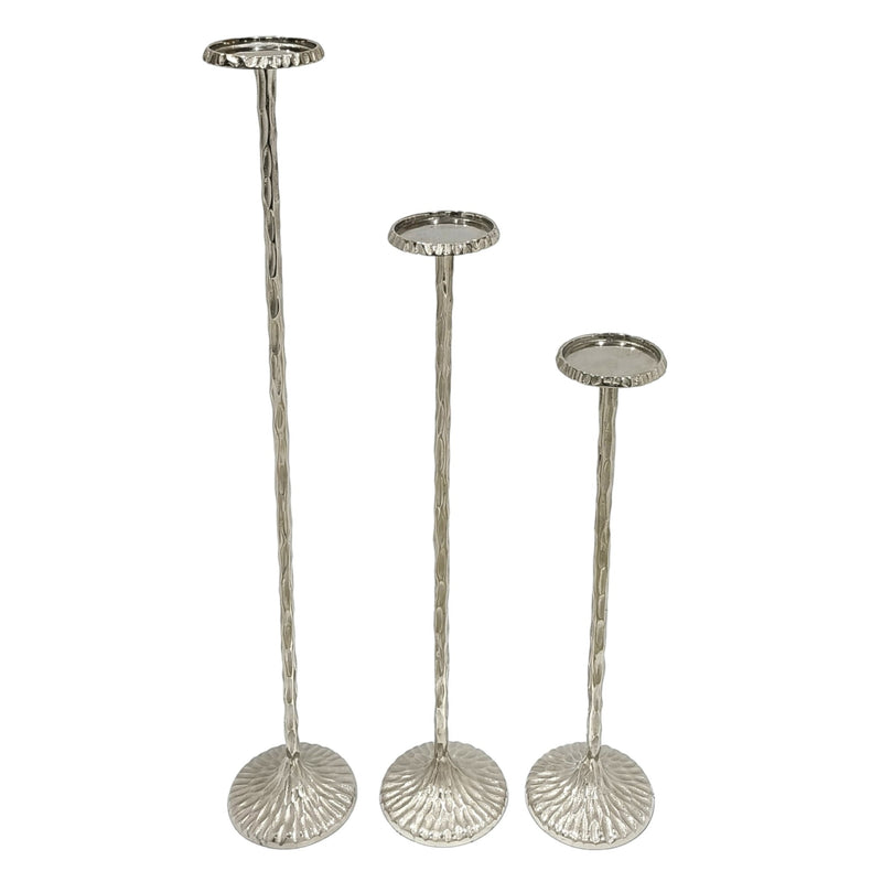 S/3 26/32/40" Crestin Silver Tall Candleholders Kd - Al Rugaib Furniture