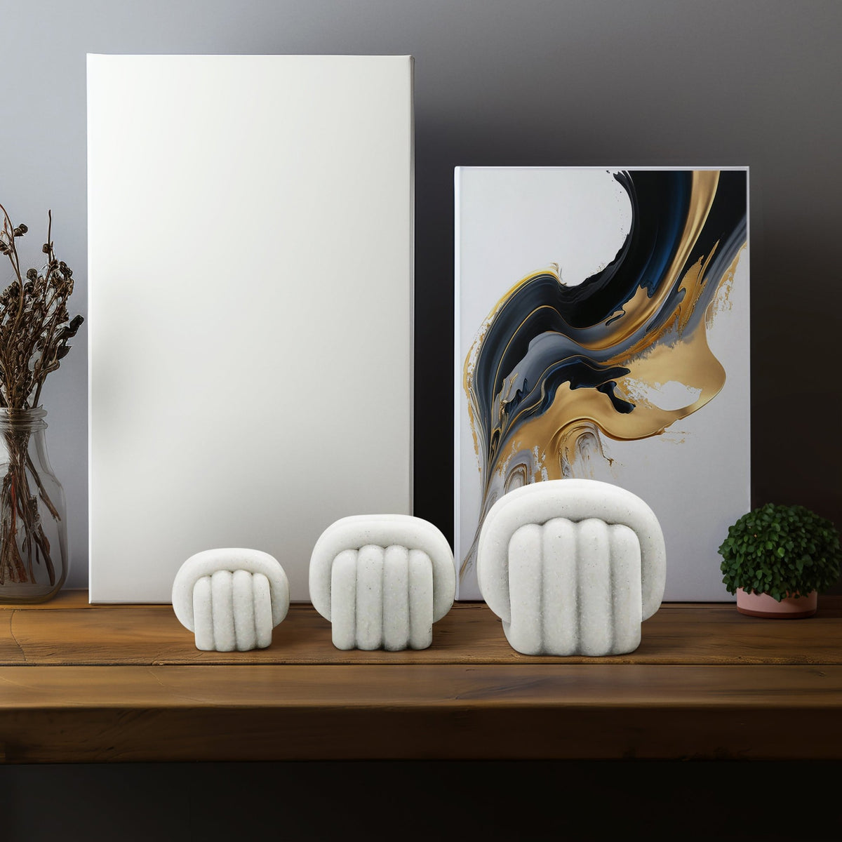 S/3 3/4/5" HUZZZAH DECOR KNOT OBJECT, WHITE Table Decors| Sagebrook Home