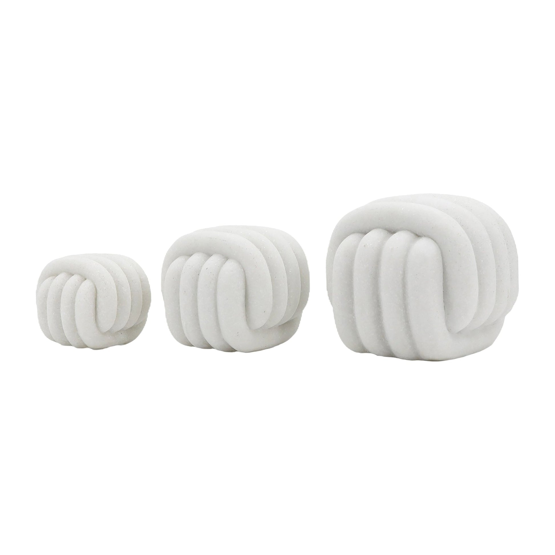 S/3 3/4/5" HUZZZAH DECOR KNOT OBJECT, WHITE Table Decors| Sagebrook Home