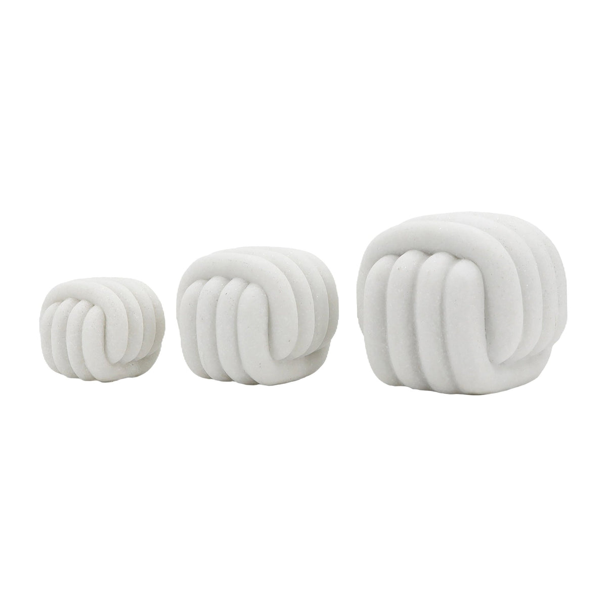 S/3 3/4/5" HUZZZAH DECOR KNOT OBJECT, WHITE Table Decors| Sagebrook Home