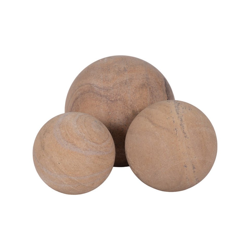 S/3 3/5" MAVERICK SANDSTONE SPHERES, NATURAL Table Decors| Sagebrook Home