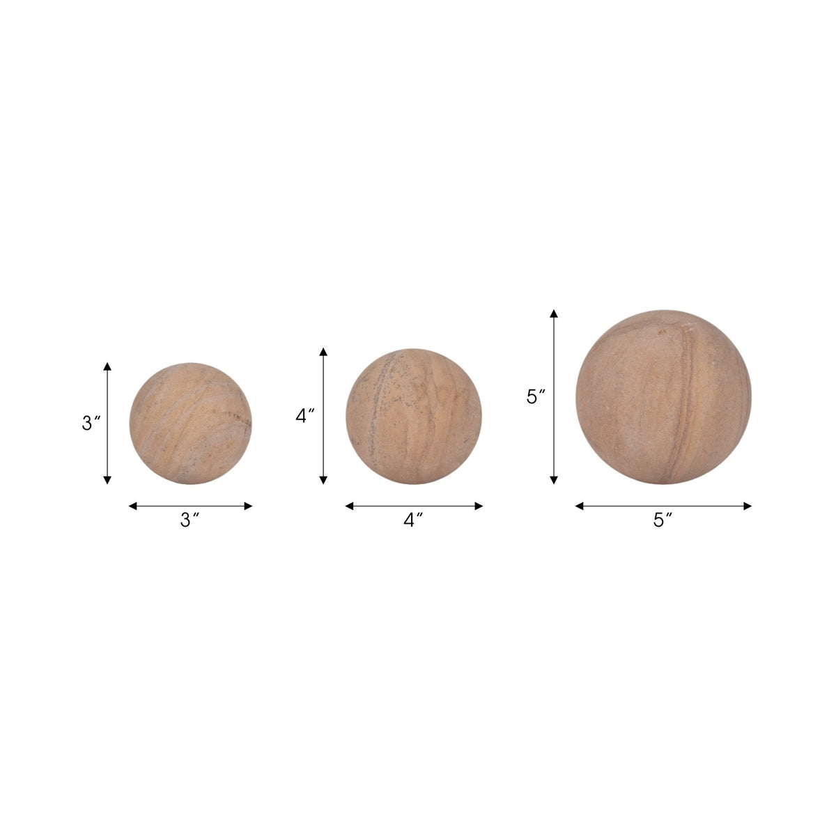 S/3 3/5" MAVERICK SANDSTONE SPHERES, NATURAL Table Decors| Sagebrook Home