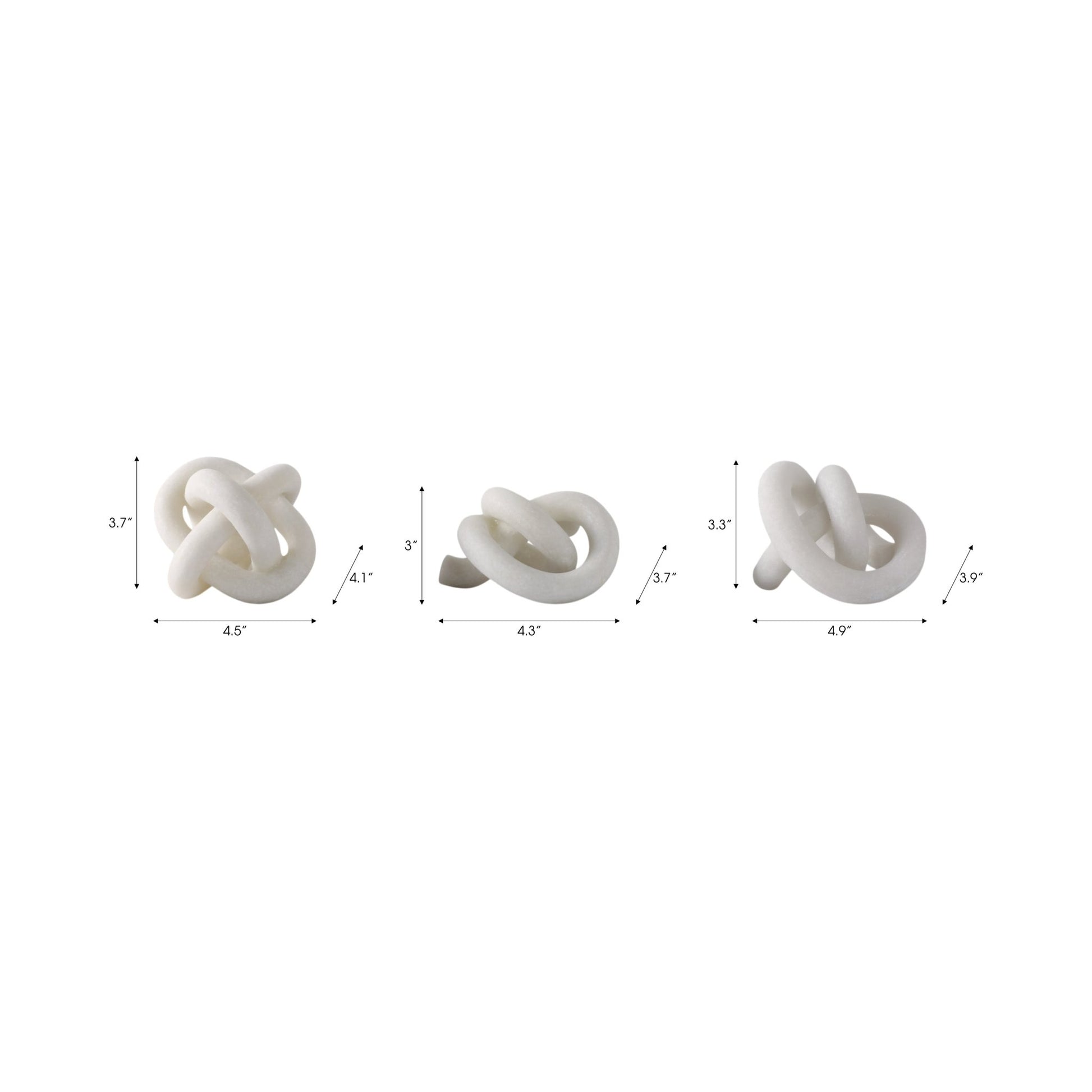 S/3 4/5/5" DAYTON QUARTZ RESIN KNOTS, WHITE Table Decors| Sagebrook Home