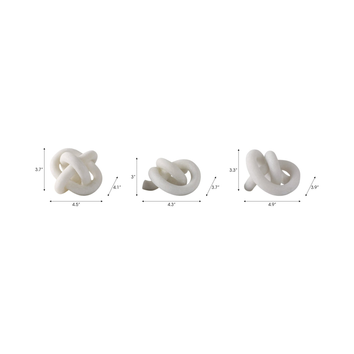 S/3 4/5/5" DAYTON QUARTZ RESIN KNOTS, WHITE Table Decors| Sagebrook Home
