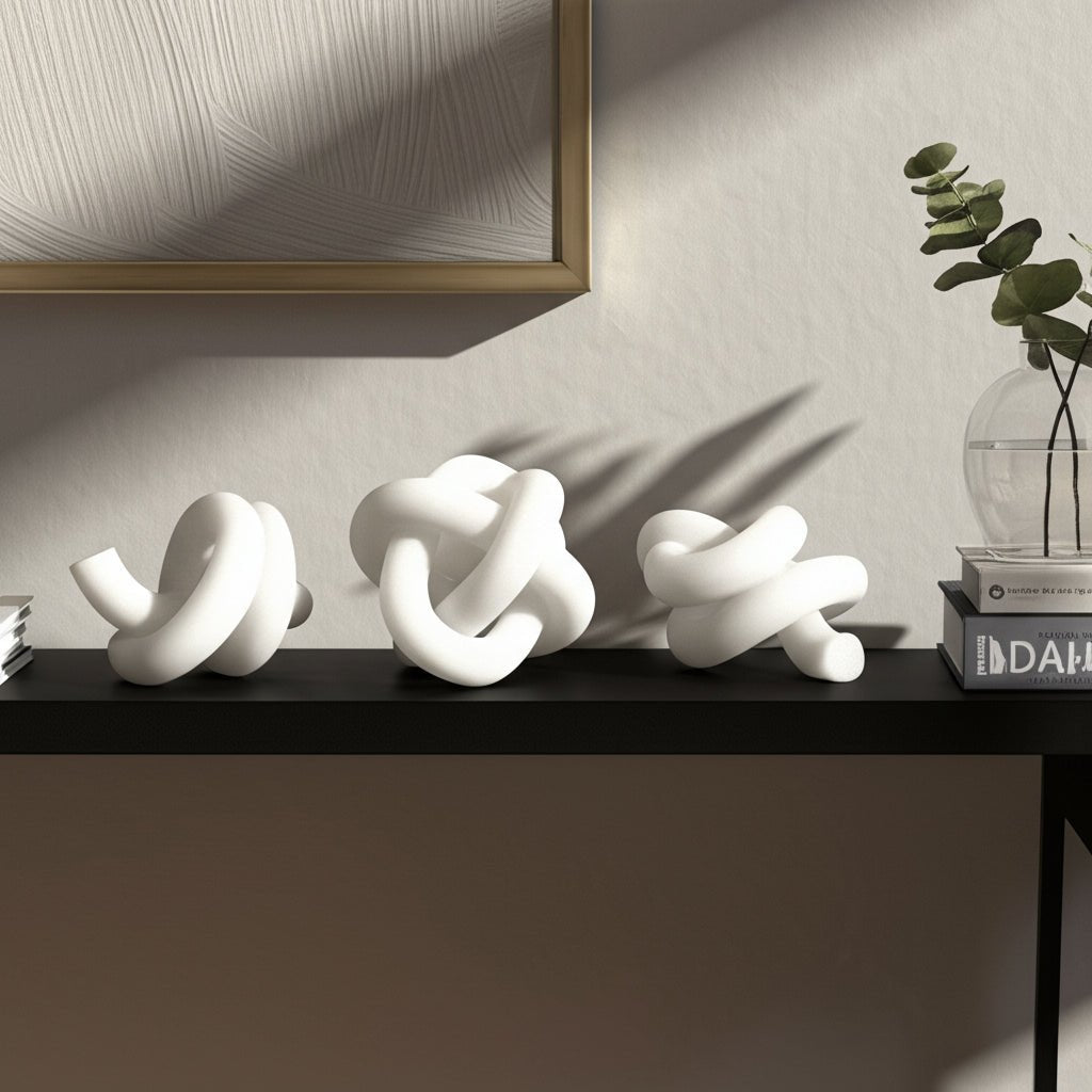S/3 4/5/5" DAYTON QUARTZ RESIN KNOTS, WHITE Table Decors| Sagebrook Home