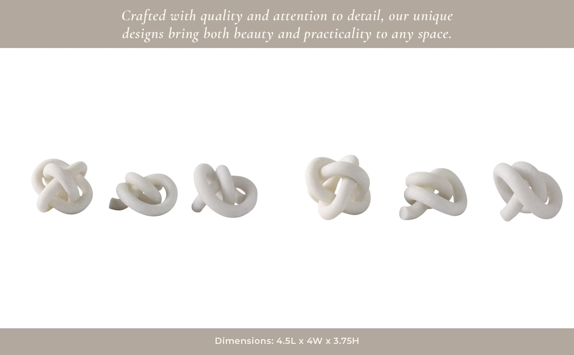 S/3 4/5/5" DAYTON QUARTZ RESIN KNOTS, WHITE Table Decors| Sagebrook Home