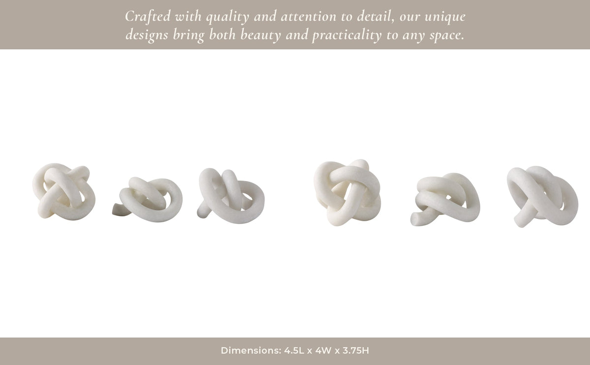S/3 4/5/5" DAYTON QUARTZ RESIN KNOTS, WHITE Table Decors| Sagebrook Home