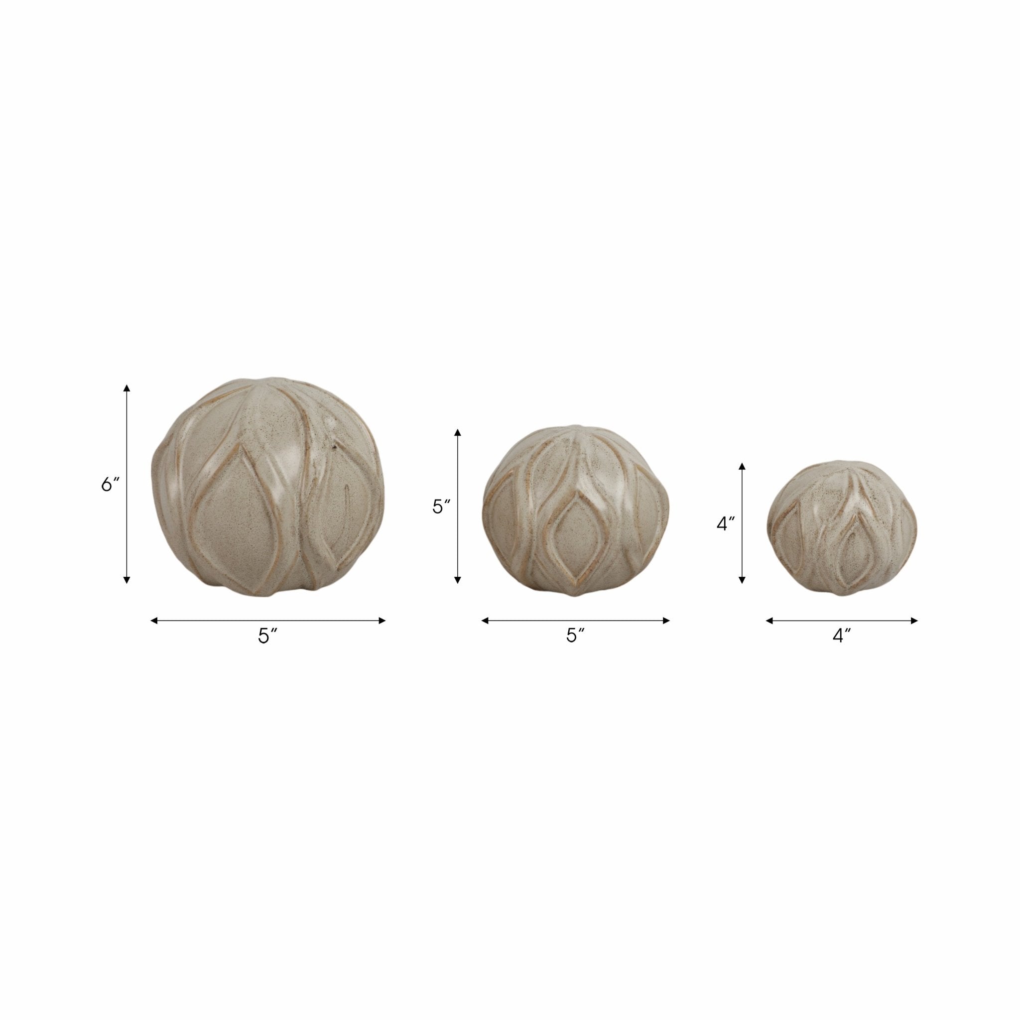 S/3 4/5/5" TOWNSEND CER DECO BALLS - SET OF 3 Table Decors| Sagebrook Home
