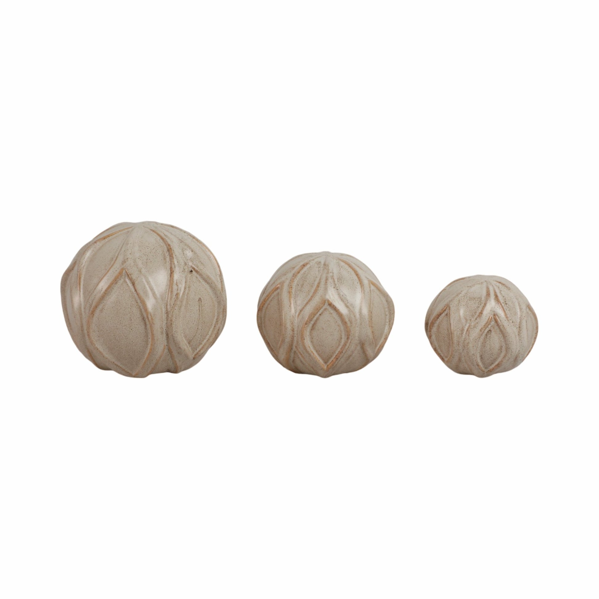 S/3 4/5/5" TOWNSEND CER DECO BALLS - SET OF 3 Table Decors| Sagebrook Home