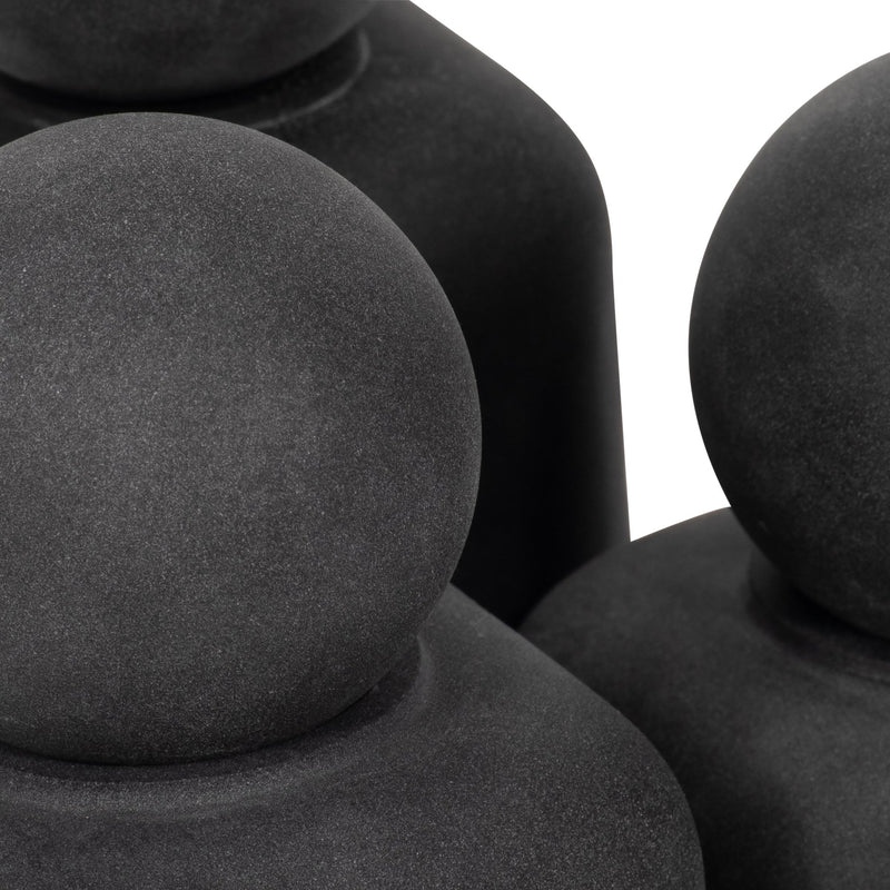 S/3 4/5/6" Mason Black Glass Lidded Bottles - Al Rugaib Furniture