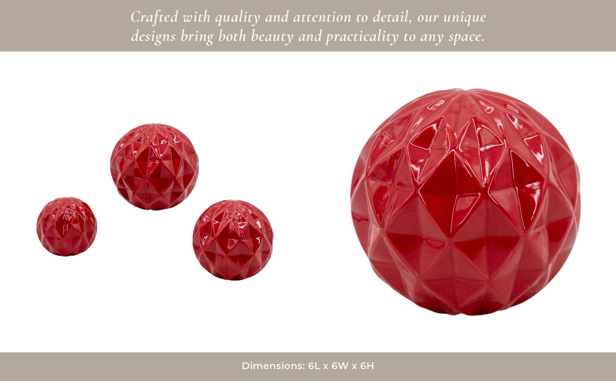 S/3 4/5/6" Varena Red Deco Balls Table Decors| Sagebrook Home