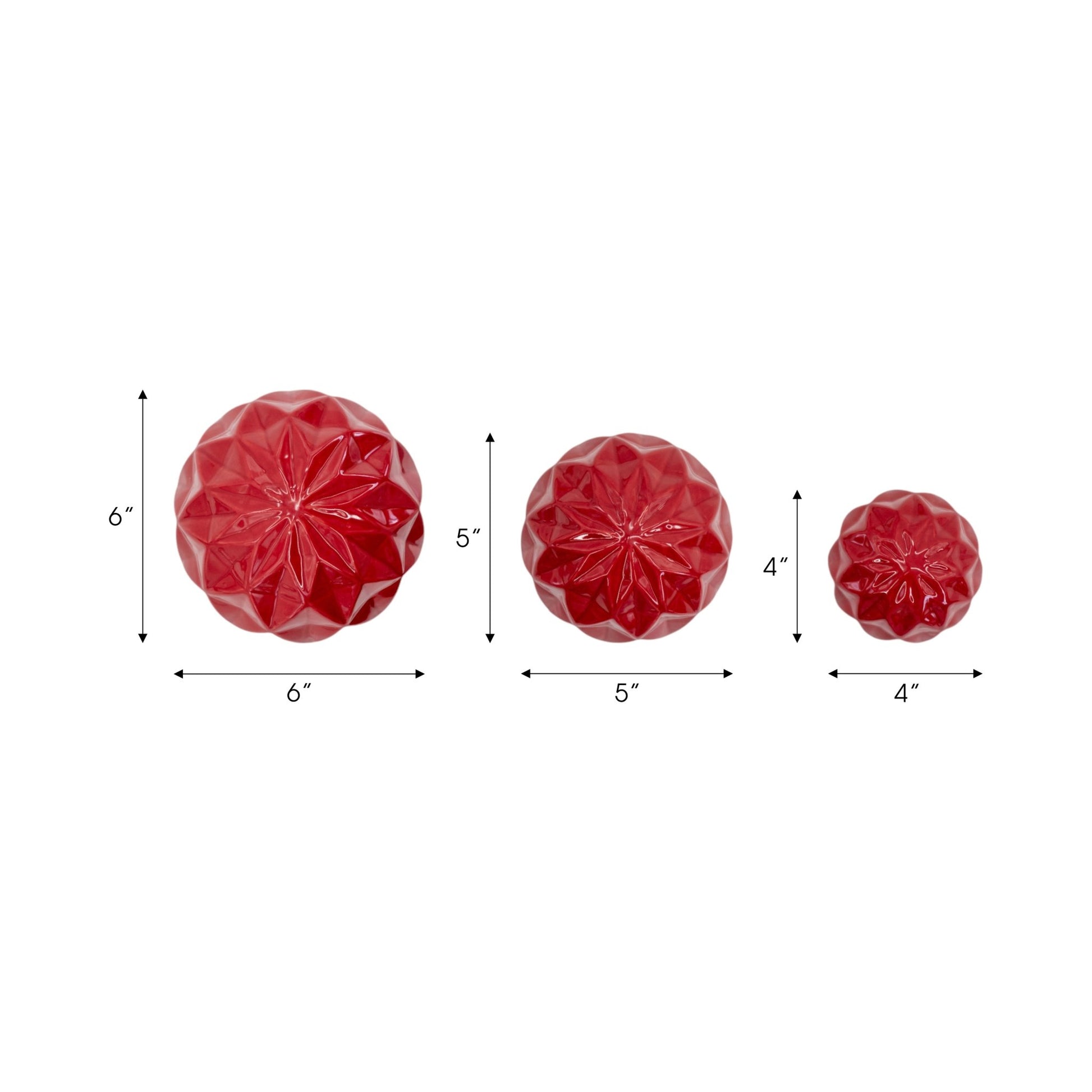 S/3 4/5/6" Varena Red Deco Balls Table Decors| Sagebrook Home