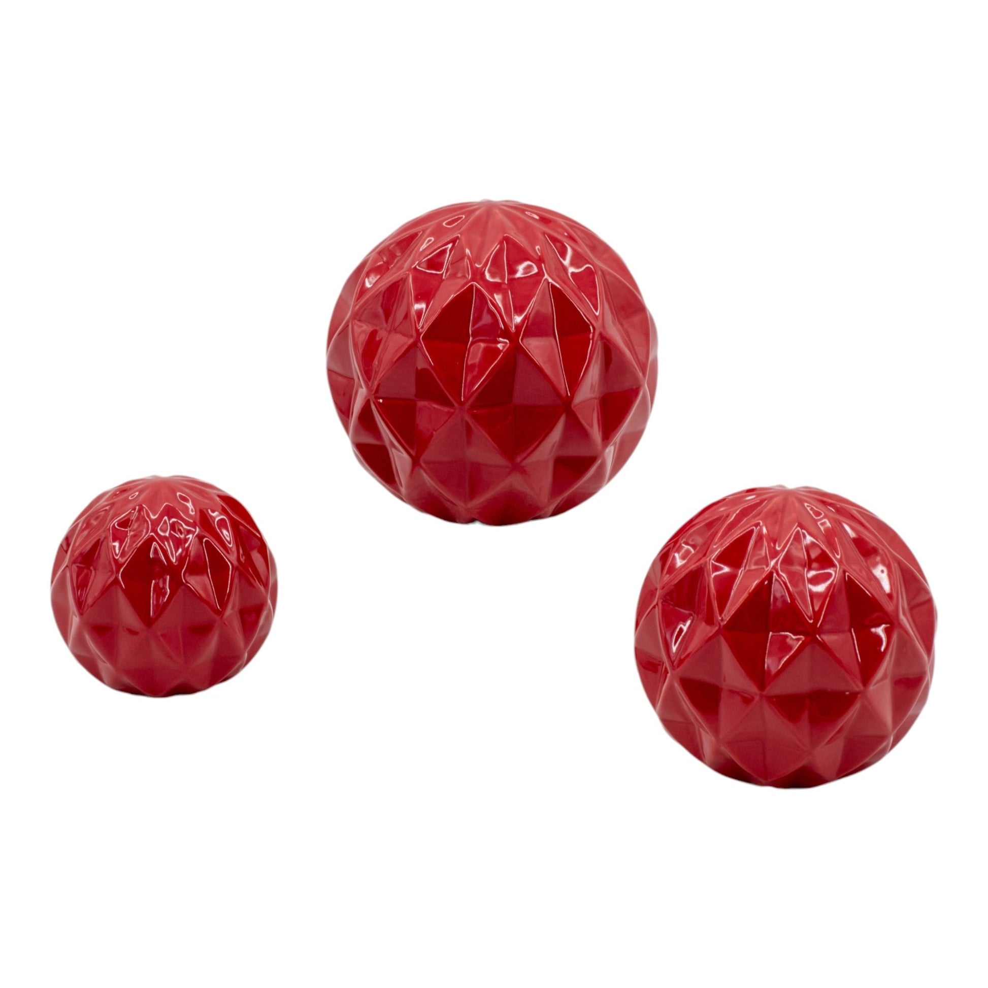 S/3 4/5/6" Varena Red Deco Balls Table Decors| Sagebrook Home