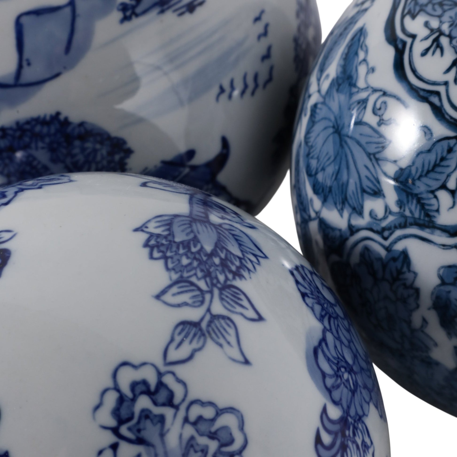 S/3 5" Assorted Chinoiserie Orbs, Blue/white Table Decors| Sagebrook Home