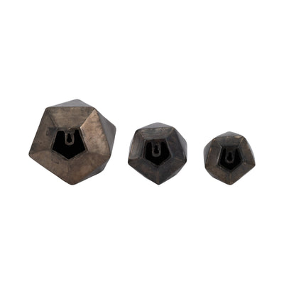 S/3 5/6/9" Akiko Geometric Wall Bubbles, Bronze - Al Rugaib Furniture