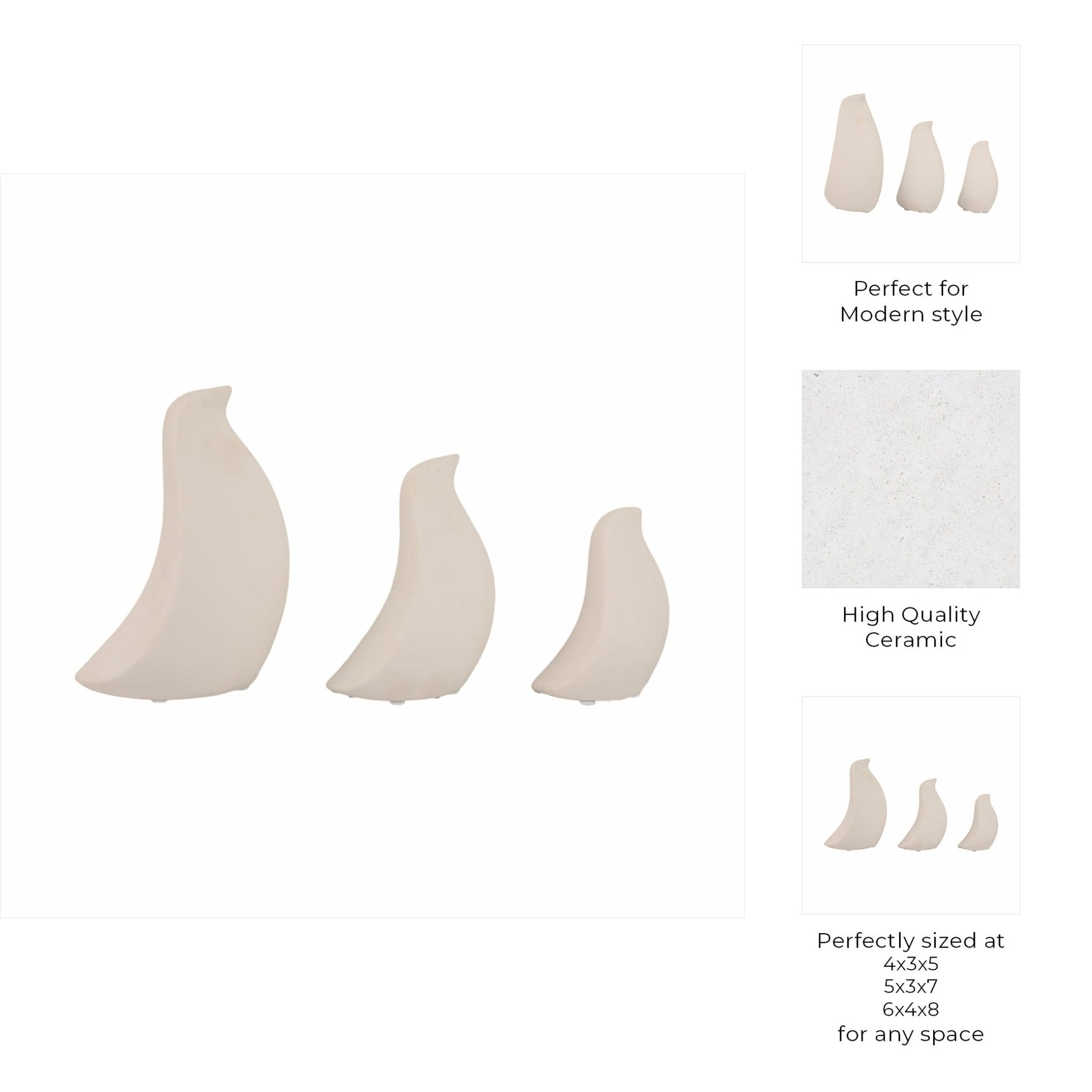 S/3 5/7/8" CORVALLIS BIRD STATUARY Table Decors| Sagebrook Home