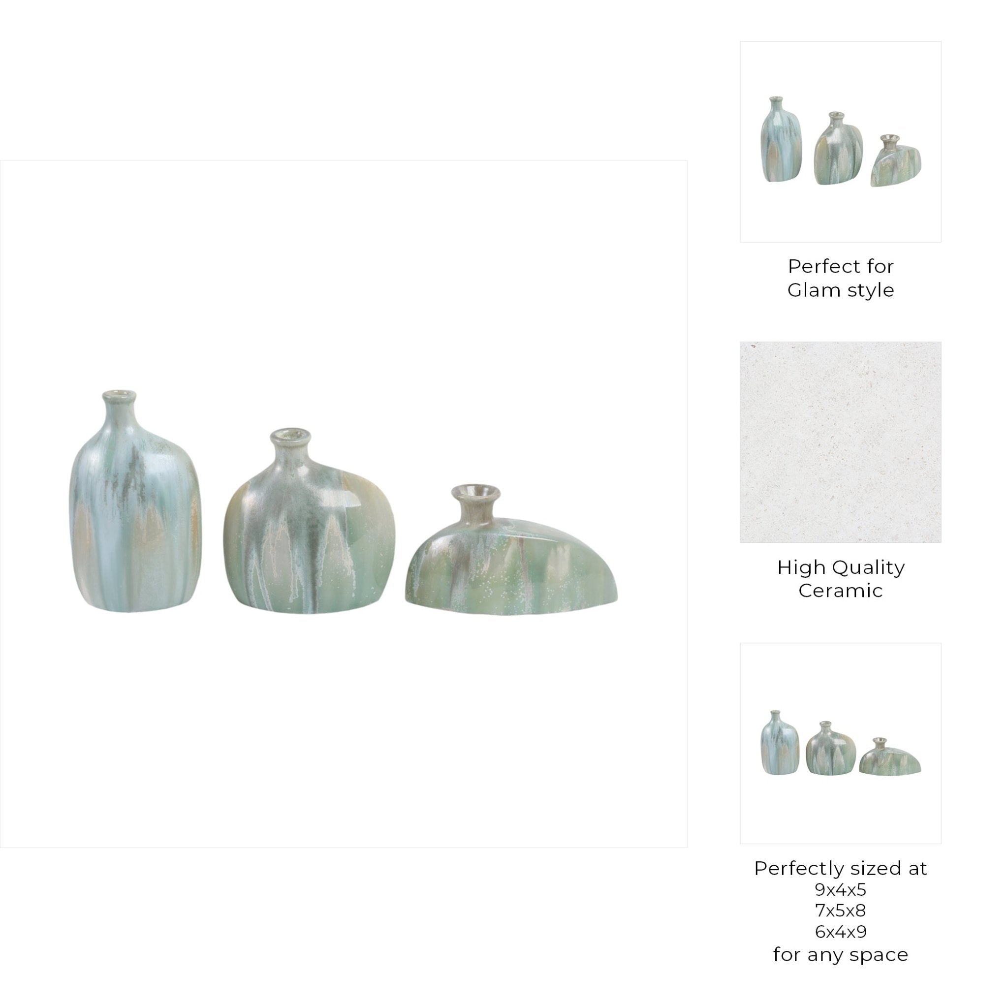 S/3 5/8/9" Tigard/Hermiston Ceramic Vases Vases and Jars| Sagebrook Home