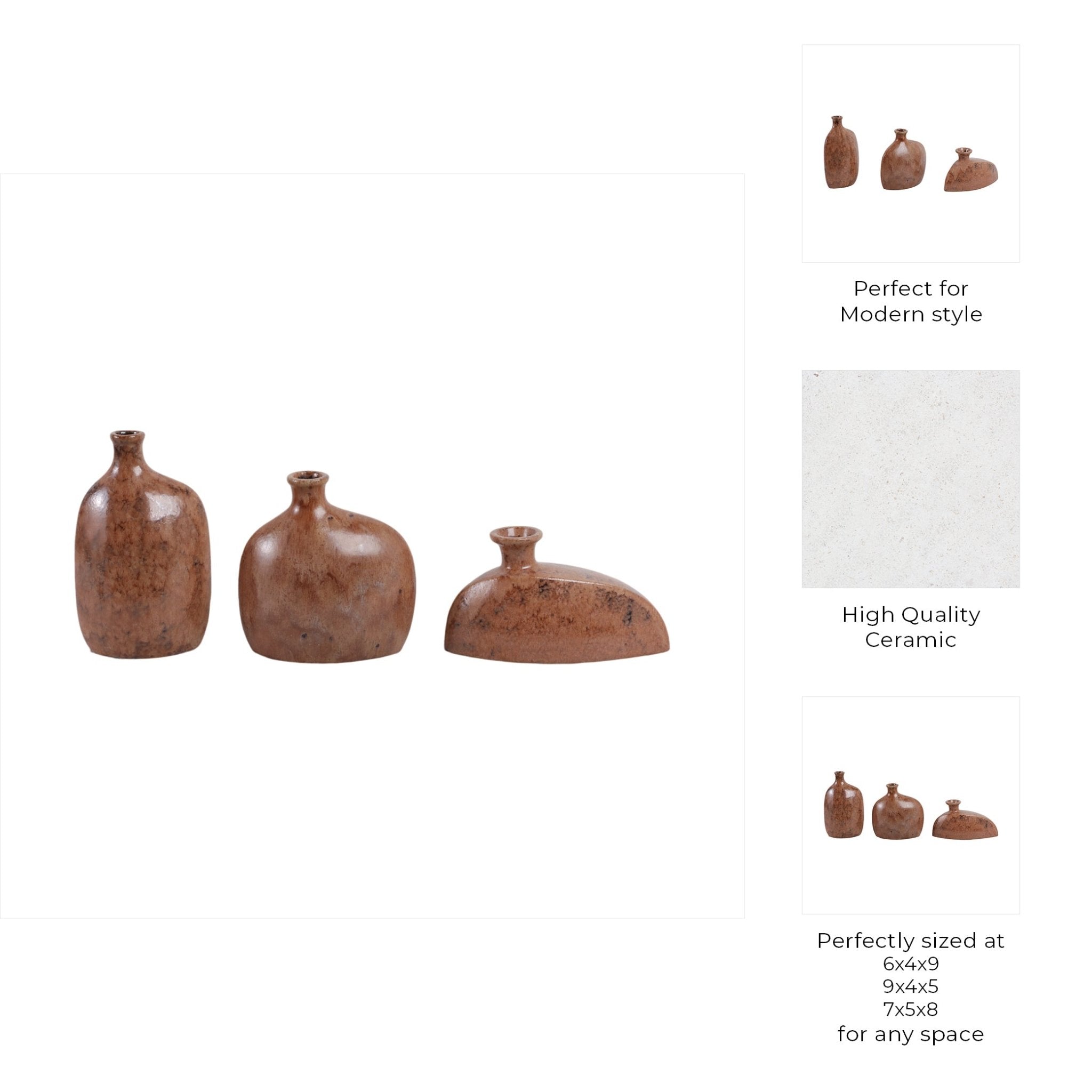 S/3 5/8/9" Tigard/Hermiston Ceramic Vases Vases and Jars| Sagebrook Home
