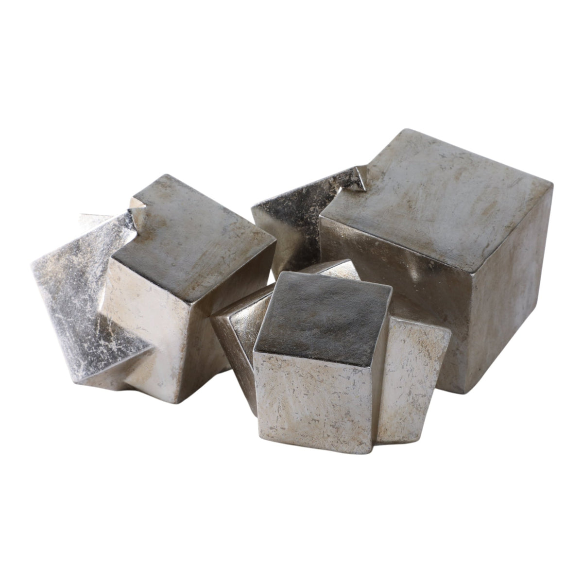 S/3 6/7/8" HULETT SILVER CUBES Table Decors| Sagebrook Home