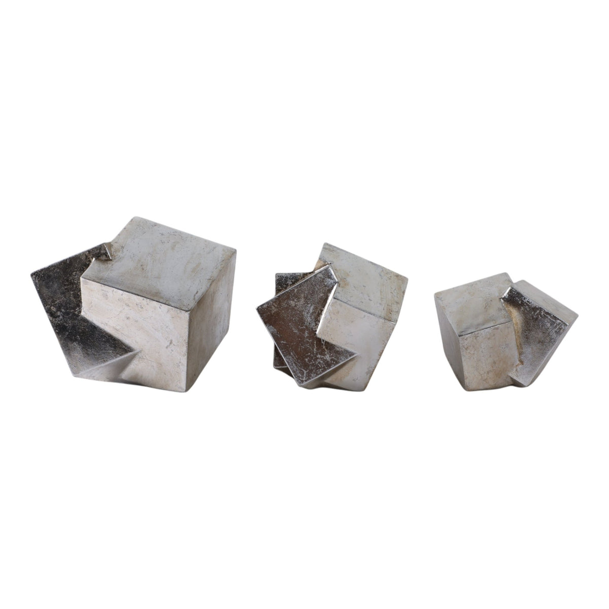 S/3 6/7/8" HULETT SILVER CUBES Table Decors| Sagebrook Home