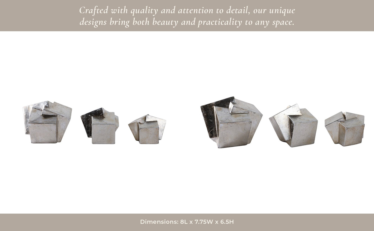 S/3 6/7/8" HULETT SILVER CUBES Table Decors| Sagebrook Home