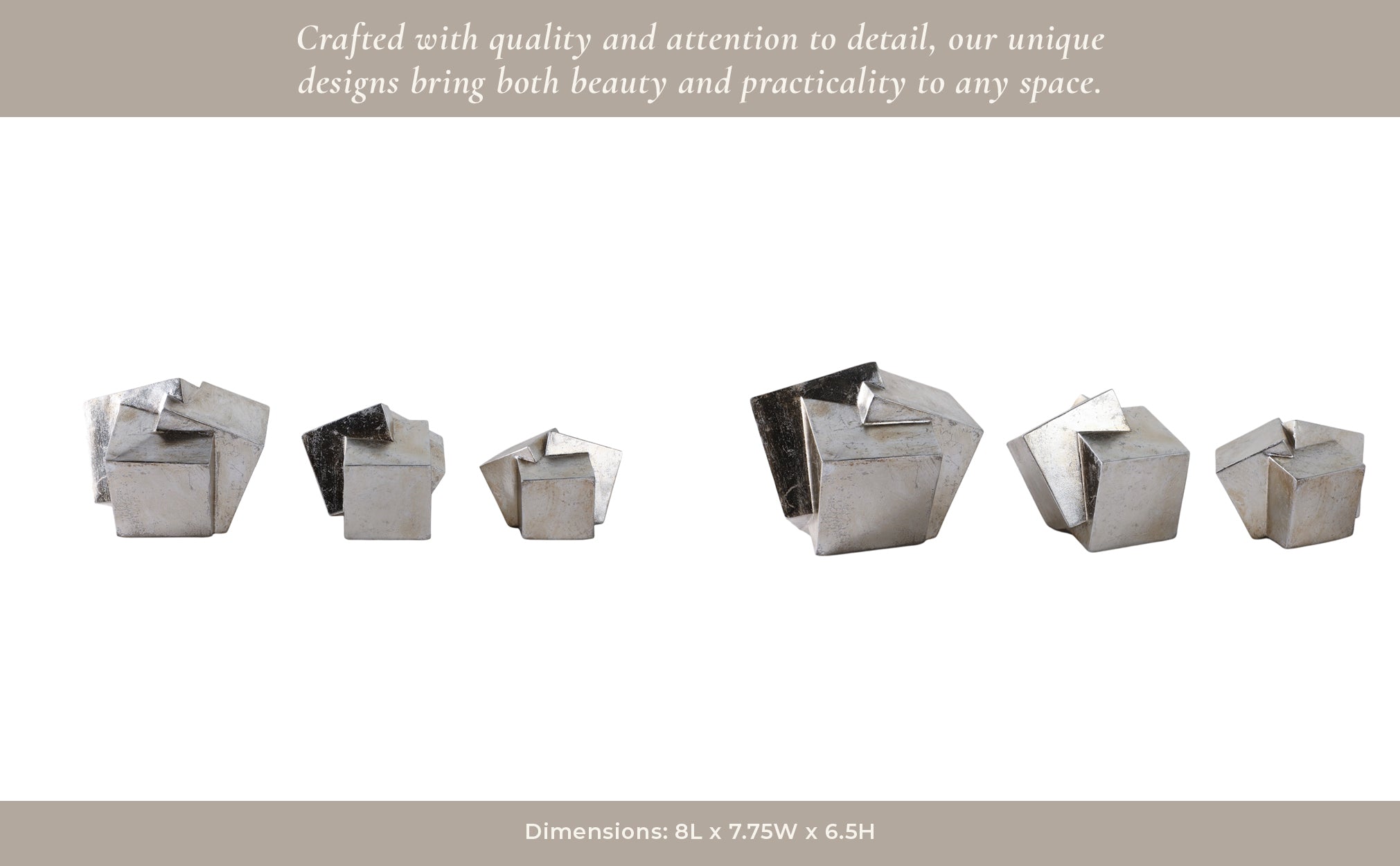 S/3 6/7/8" HULETT SILVER CUBES Table Decors| Sagebrook Home