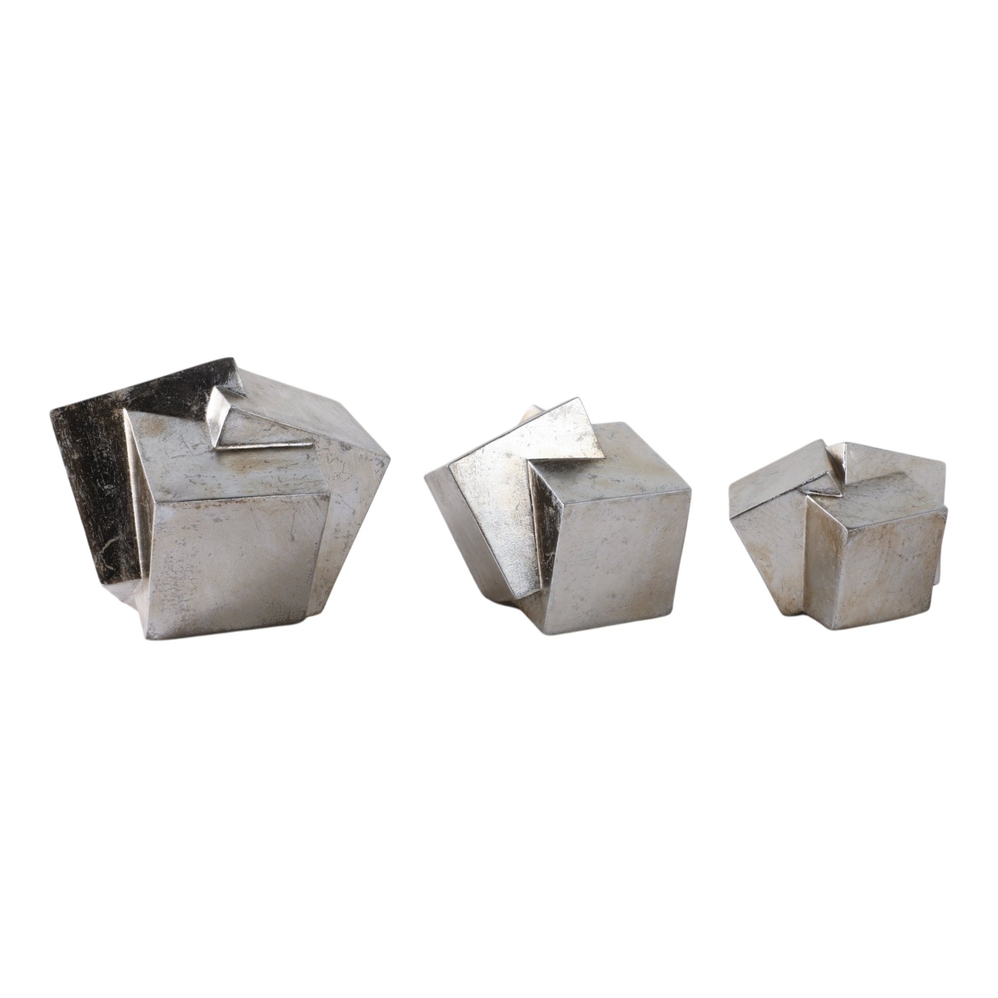 S/3 6/7/8" HULETT SILVER CUBES Table Decors| Sagebrook Home