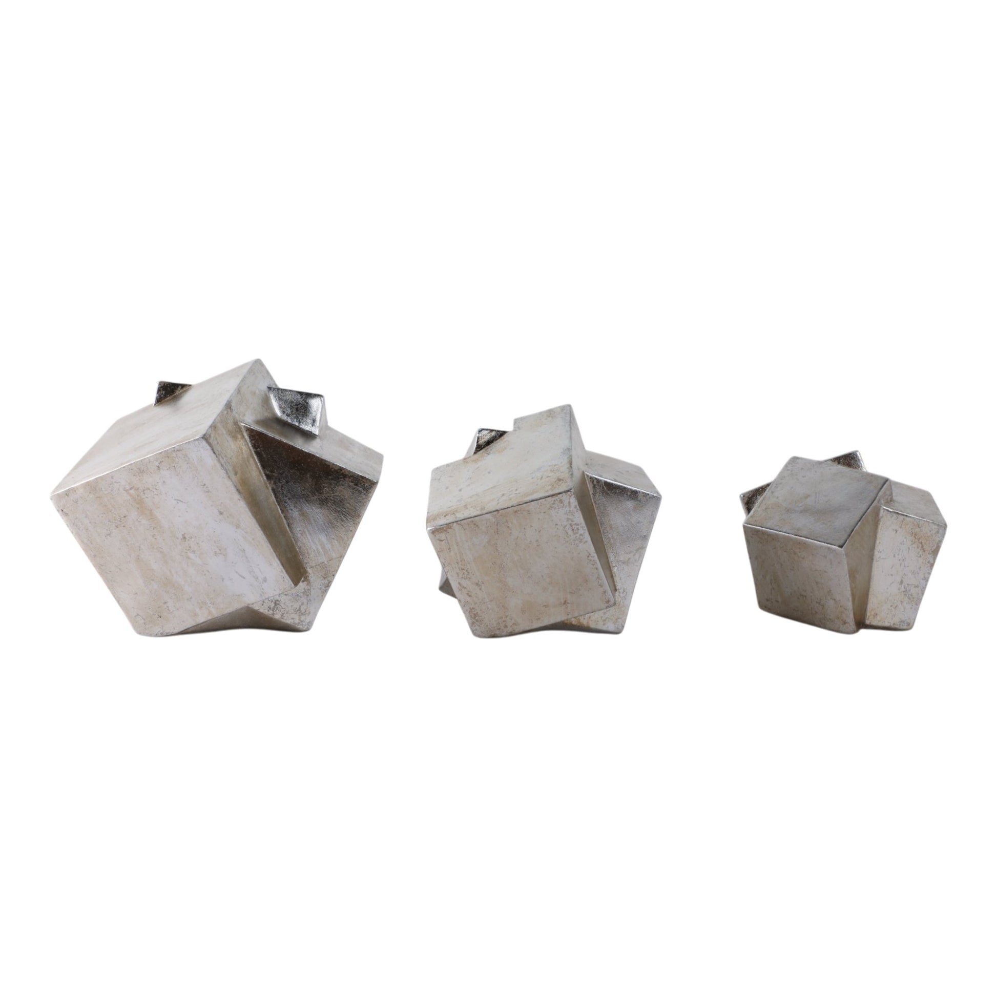 S/3 6/7/8" HULETT SILVER CUBES Table Decors| Sagebrook Home