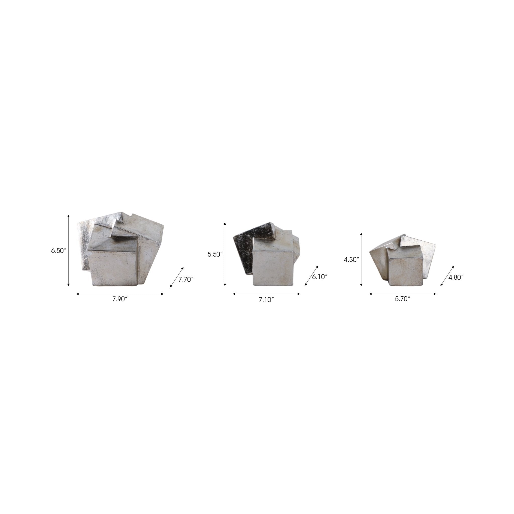 S/3 6/7/8" HULETT SILVER CUBES Table Decors| Sagebrook Home